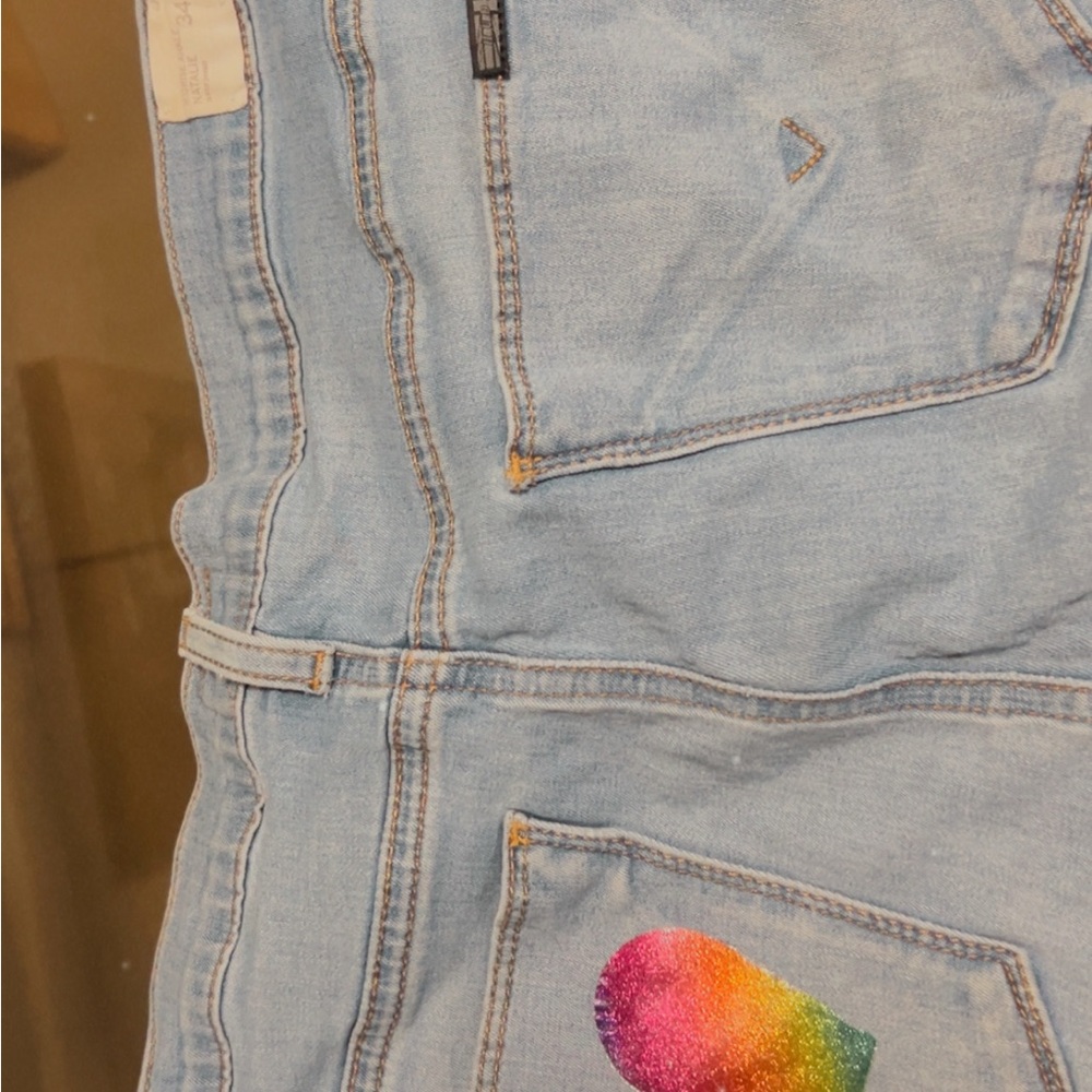 Hudson Jeans Light Blue Straight Leg with Rainbow Detail